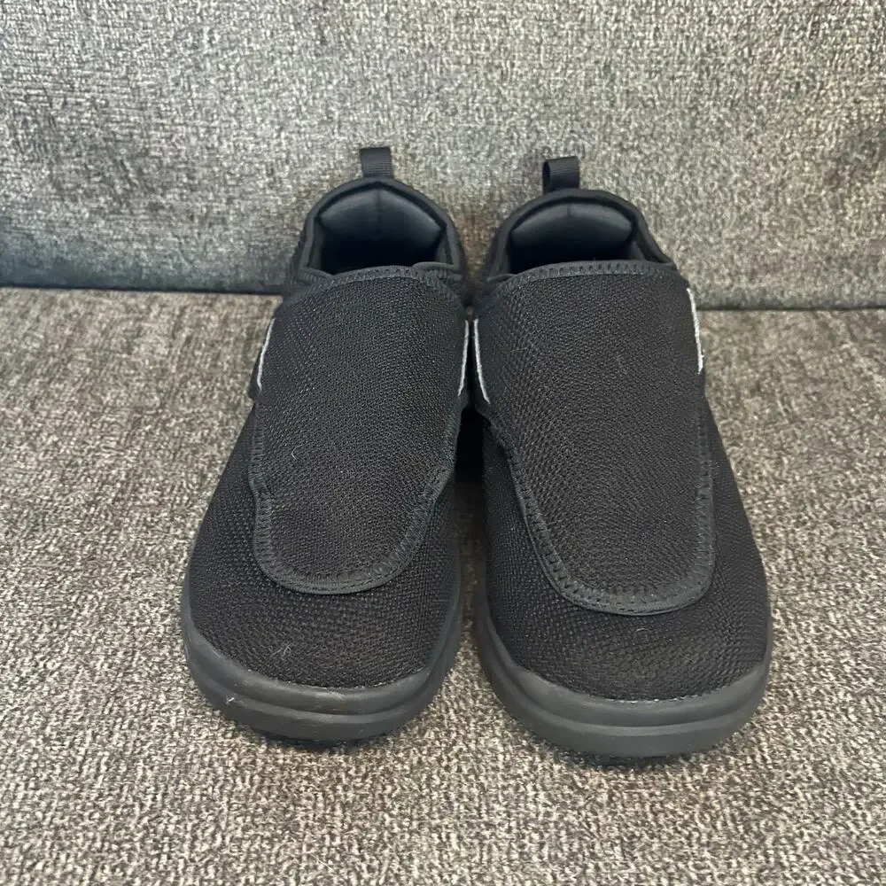 FitVille Easy Top Wings Slip On Diabetic Shoes Mens 9.5 Black Extra Wide Walking